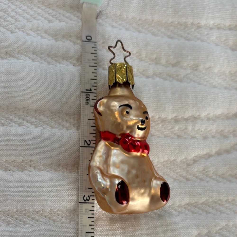 Vintage Gold Tone Bear Ornament Mercury Glass Radko?? Handpainted